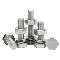 新品 六角ボルト M10 ステンレス鋼 全ネジ 六角ねじボルト ナット フラット ロックワッシャーキット 完全ねじ込み (M10x55mm 2セット)