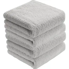 【新着商品】AYO フェイスタオル ホテル仕様 4枚セット ライトグレー ふかふか 綿100% 34×80cm 高吸水 耐久性 無地 毛羽落ち少ない ギフト