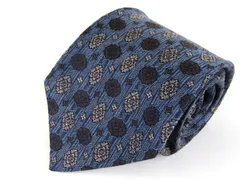ヒルトン ブランドネクタイ 総柄 ペイズリー ハンドメイド シルク コットン混 イタリア製 メンズ ネイビー HILTON 【中古】