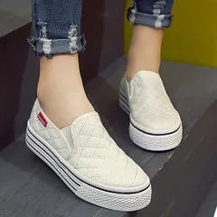 厚底 スニーカー スリッポン レディース スニーカー ぺたんこ キルティング caih01