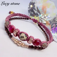 天然石 パワーストーン ブレスレット アンクレット マクラメ ダルメシアンジャスパー ピンクアゲート スモーキークォーツ 交通安全 恋愛運 厄除け