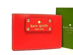 ■美品■ kate spade ケイトスペード レザー カードケース パスケース 定期入れ レディース レッド系 DG4705
