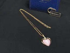 ■美品■ WEDGWOOD ウェッジウッド ジャスパー ハート ラインストーン ネックレス アクセサリー ゴールド系×ピンク系 DI9949