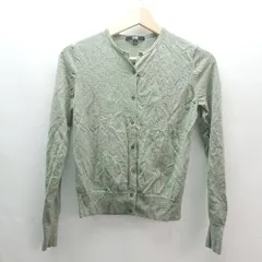 ◇ UNIQLO ユニクロ ウール100％ 無地 ラウンドネック 長袖 カーディガン サイズS カーキ レディース E  【1310050034610】