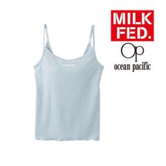 ミルクフェド 水着 ラッシュガード レディース ブラトップ キャミソール MILKFED OP BRA CAMISOLE 103252013005 カップ付き 水色 ライトブルー op ブランド UVカット milkfed オーシャンパシフィック キャミ ブラ