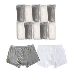 [masamilk] メンズ ボクサーパンツ 使い捨て 10枚セット 大きいサイズ 綿100% 男性用 旅行 出張 入院用 (XL) [グレー/ホワイト] [XL]