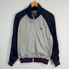 90s A.D.ONE エーディーワン トラックジャージ トラックジャケット ワンポイントロゴ ロゴ刺繍 グレー ネイビー メンズ サイズL 古着 ストリート