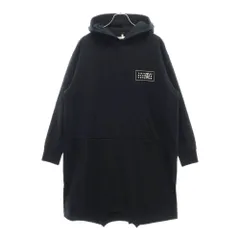 MM6 Maison Margiela (エムエムシックスメゾンマルジェラ) 24AW Mini Dress スウェットドッキング プルオーバーロングパーカー ミニドレス ブラック S52DD0040 レディース