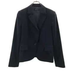 INDIVI インディヴィ ストライプ柄 テーラードジャケット 40 ブラック系 レディース 古着