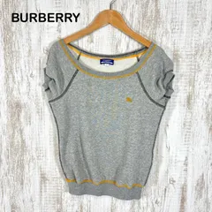 BURBERRY BLUE LABEL バーバリーブルーレーベル ホースロゴ刺繍 裏起毛 スウェット フレンチスリーブ カットソー グレー 灰色