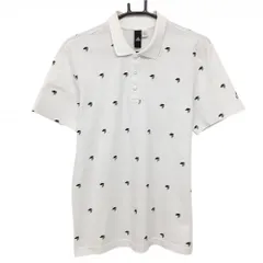 アディダス 半袖ポロシャツ 白×黒 総柄 　 メンズ L ゴルフウェア adidas