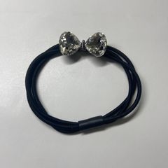 ヘアゴム　リボン　シルバー