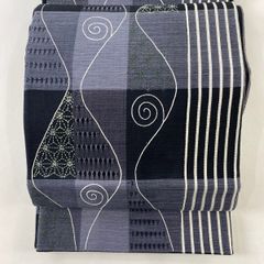 道中着 身丈115.5cm 裄丈67cm M 和装コート 着物衿 紬地 幾何学 灰色  