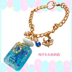 No.482 香水瓶 水色×ピンク シャカシャカキーホルダー シェイカー