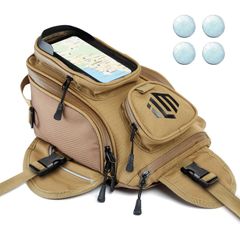 アウトドア サイクリング ショルダーバッグ可能 2WAY固定 BT01（ブラウン） 脱落防止ベルト付き スマホ操作可能 サンバイザー付き 強力マグネット式 小型 防水 タンクバッグ バイク用 ILM