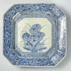 743 染付　菊　古伊万里　伊万里焼　骨董　アンティーク　角皿