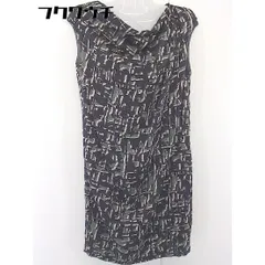 ◇ Lusduft 総柄 半袖 ミニ ワンピース サイズ36 ブラック グリーン ベージュ系 レディース  【中古】 【1107130007578】