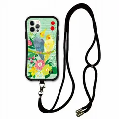 [iPhone15 Pro] スマホショルダー付 アニマル柄 動物 iPhone15 Pro i-coronケース iPhone 14 Pro 14 Plus 13 12 11 XR スマホケース 肩掛け 斜め掛け スマホ ショルダーストラップ オカメインコ 