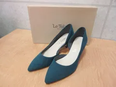 Le Talon ルタロン パンプス スウェード調 ポインテッドトゥ 無地 グリーン 23cm 箱付き