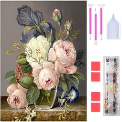 ダイヤモンドアート Rinimie ダイヤモンドアート キット 油絵の花 ダイアモンドビーズ絵画キット 5Dモザイクアート DIY 手作り絵画手芸キット ダイヤモンド塗装 全面貼り付けタイプ 芸術品 家用装飾 30x40cm