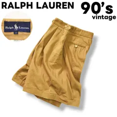 【人気】 90s ヴィンテージ ラルフローレン RALPH LAUREN ツータック ショート パンツ ショーツ チノパン 11 S相当 ベージュ レディース ♪