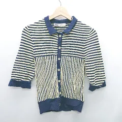 ◇ ◎ ●未使用● ⊂ ZARA ザラ ボーダー ストライプ柄 半袖 ポロシャツ サイズUSA L ネイビー ベージュ レディース E  【1409100020069】