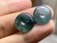 RS10-97 氷種 青灰 藍花 玉壁 平安守り 天然ドグアテマラ産 A貨 本翡翠 ルース ネックレス