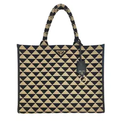naochanman様専用　【極美品⭐️PRADAプラダ】 シンボル エンブロイダリーファブリック ラージハンドバッグ　 トートバッグ　 ブラック×ベージュ　 レディース  （AYA）