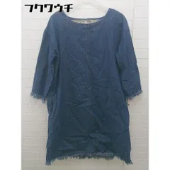 ◇ continuer de NICE CLAUP カットオフ 長袖 膝丈 ワンピース サイズF ネイビー レディース 【中古】 【1104150008318】