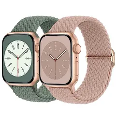 49mm45mm44mm42mm_ターコイズグリーンダークピンク 2枚入りButifacion コンパチブル Apple Watch バンド 49mm 45mm 44mm 42mm ナイロン製 アップルウォッチ バンド 伸縮性 iwatch ベルト Serie
