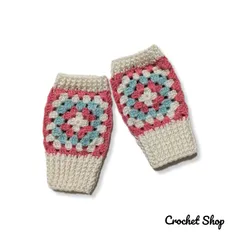 ハンドメイド グラニースクエア ハンドウォーマー　＊177