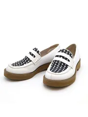 JIL SANDER NAVY ジル サンダーネイビー メッシュレザーローファー ホワイト 35のサムネイル