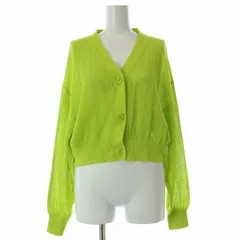 B&Y ユナイテッドアローズ BEAUTY&YOUTH ビューティー&ユース メッシュVネッククロップドニットカーディガン 長袖 ショート丈 編み込み F 緑 グリーン タグ付き 1628-199-0944 /BB