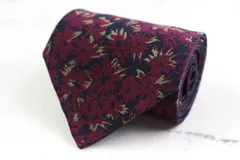 ミラショーン ブランド ネクタイ リバーシブル 花柄 無地 ウール イタリア製 PO  メンズ ネイビー mila schon 【中古】