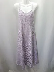 ◇ ginger and sprout ストライプ バックジップ - ロング丈 ワンピース サイズ表記なし パープル ホワイト レディース E  【1405140049756】