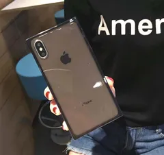 iphone ケース スクエア シンプル おもしろ ケース 耐衝撃 スマホケース 韓国 アイフォン カバー 軽量 おしゃれ ペア  （ブラック iPhone 7 8 SE 11系 12系）