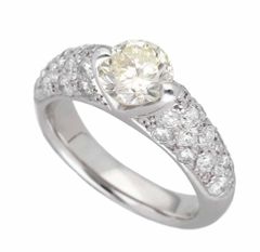ダイヤモンド(0.962ct M-VVS2)サイドダイヤモンド(1.01ct)リング Pt900 プラチナ 日本サイズ約8号 #48 鑑定書【送料無料】指輪【中古】25020144