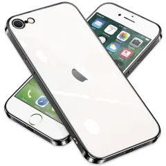 【迅速発送】iPhone SE3 ケース iPhone SE2 ケース iPhone8 iPhone7 ケース クリア アイフォンSE 第3世代 第2世代 8 7 スマホケース メッキ加工 耐衝撃 カバー 透明 TPU レンズ保護 ストラップホール付き 薄型