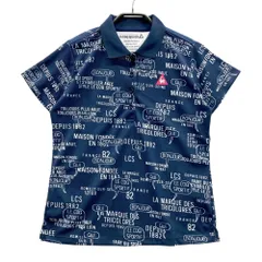 サイズ：L LE COQ GOLF ルコックゴルフ  半袖ポロシャツ ロゴ刺繍 総柄 ネイビー系 [240101535887] ゴルフウェア レディース ストスト