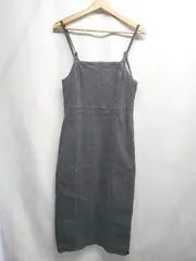 ◇ Θ natural couture ナチュラルクチュール デニム調 キャミソール 膝下丈 ワンピース サイズS ブラック系 レディース E  【1508060000361】