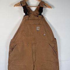 古着 カーハート Carhartt ダック オーバーオール ワーク ワンポイントロゴ ペインター 大きいサイズ ダブルニー FR 作業者 キャメル メンズ