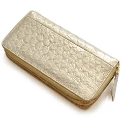パイソン革ダブルラウンドファスナー長財布 3226 ゴールド /蛇革長財布/金運/開運/男女兼用