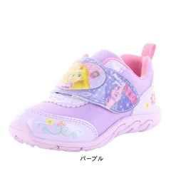 スニーカー キッズ 女の子 男の子 通園 ベロクロ マジック 子供靴 アリエル ラプンツェル トイ ストーリー カーズ ディズニー キャラクター  tmdnc1312 パープル 15.0cm