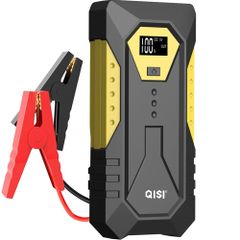 QISI ジャンプスターター 12V 車用 デジタル表示 バッテリー エンジンスターター 10000mAh 小型 軽量 最大電流800A 急速充電 ライト付き モバイルバッテリー スマホ充電 バッテリー上がり解決 使い方簡単 高品質 防災対策