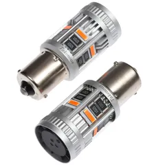 【在庫処分】竹村商会 S25 シングル LED ウィンカ― キャンセラー 抵抗内蔵 無極性 車検対応 24v ハイフラ防止 対策済み 静音設計 2個入り (濃いアンバー 180度ピン)