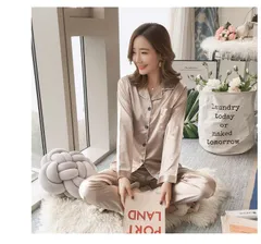 パジャマ レディース 2色セット ルームウェア 上下セット サテン 前開き おしゃれ 無地 ベージュ ネイビー