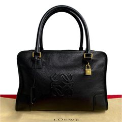 ほぼ未使用 LOEWE ロエベ フスタ アナグラム ロゴ レザー 本革 2way ハンドバッグ ミニ ボストンバッグ ショルダーバッグ ブラック  03343 - メルカリ