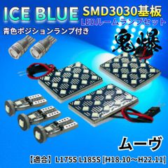 【アイスブルー】ムーヴ (ムーブ) L175S L185S 鬼爆基板 3030SMD LED ルームランプ スモールランプ セット 車内灯 パーツ アクセサリ
