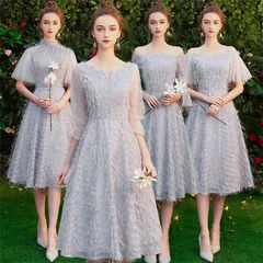 パーティードレス ミモレ丈 ドレス 4タイプ 20代 30代 結婚式 ドレス 二次会 花嫁 花嫁ドレス パーティー ワンピース お呼ばれ 演奏会 lf1956