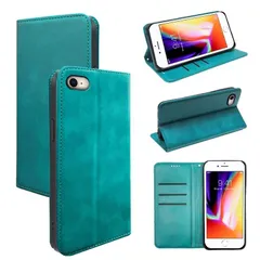 【数量限定】手帳型) 7/8/SE2（2020）/SE3（2022）ケース (iPhone 5色 スタンド機能付き マグネット ケース (グリーン) ケース ケース 耐衝撃 財布型 カード収納 PUレザー カバー 手帳型 手帳型 iphone7 iphone8